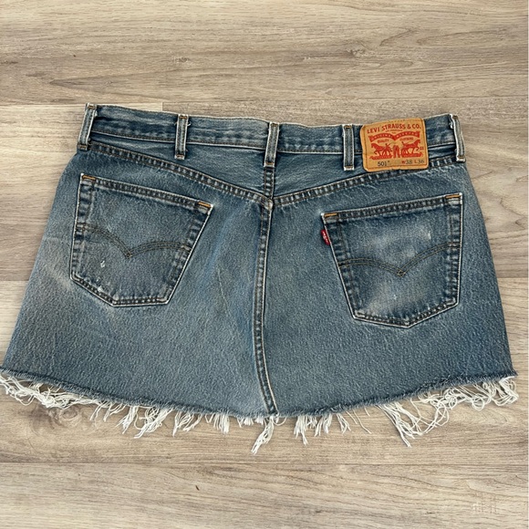 Denim Frayed Hem Mini Skirt - Picture 3 of 8